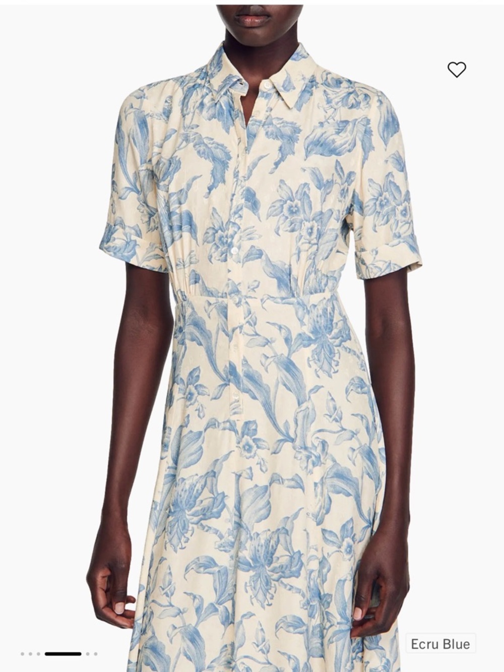 Sandro Josephine Collar Shirt Dress Contrasting Midi Dress Floral (MSRP: $455) - Picture 3 of 9